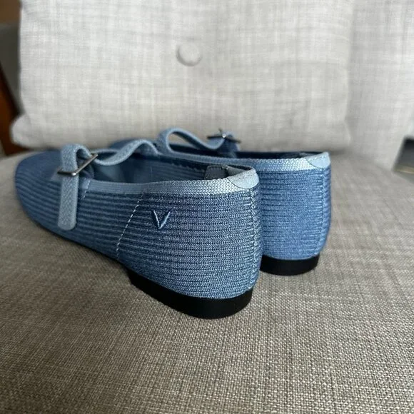 Vivaia Square Toe Margot Mary Janes Shoes Flats Denim Blue Size 35 US Sz 5 - Picture 7 of 10
